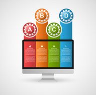 Modern infographics with monitor and colorful ribbons