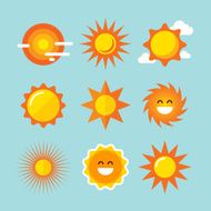 Sun icons set Vector illustrations