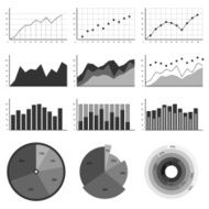 Set of elements for infographics charts graphs diagrams In gray