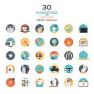 Set of modern flat design Marketing and Design icons