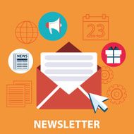 Flat design concept of regularly distributed news publication via e-mail N2