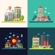 Modern flat design conceptual city illustrations