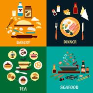 Set of flat food infographics