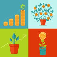 Vector growth concepts in flat style