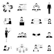 Business meeting flat icons set