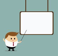 Vector of chubby businessman giving presenttation