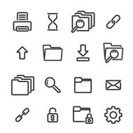 Set of simple linear icons on white background