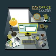 flat 3d isometric office routine illustration