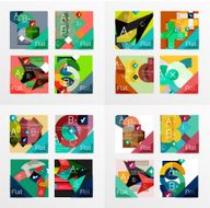 Flat design geometric info banners web boxes N34