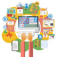 Seo concept computer poster