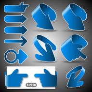 Set of Blue 3D Paper Cut Arrow Illustrations Clip-Art N2
