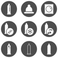 Vector Set of Condom Icons Types Condoms N17