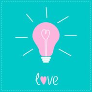 Pink bulb with heart inside Idea concept Love card