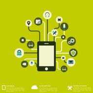 Flat abstract background with web icons Interface symbols Cloud computing N77