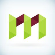 Modern letter M icon flat design element template N2