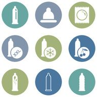 Vector Set of Condom Icons Types Condoms N18