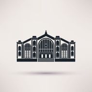 Railway station building Icon in the flat style