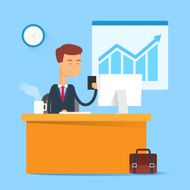 Business concept - man sitting at the table
