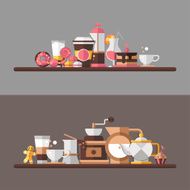 Set of modern flat design coffee-shop cafe and bakery N6