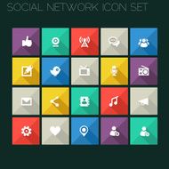 Flat style social network icons