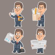 Fun businessman stickers concept set 1