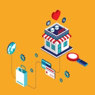 Flat 3d isometric modern design Online shopping and e-commerce concept N2