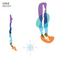Abstract vector color map of Chile with transparent paint effect