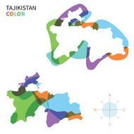 Abstract vector color map of Tajikistan with transparent paint effect