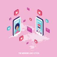Modern love letter People messaging on St Valentines day N3