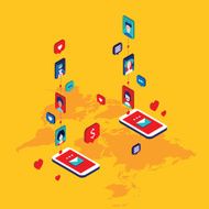 Social network and technology concept Modern flat isometric design N8