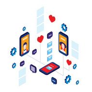 Social network and technology concept Modern flat isometric design N10