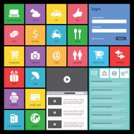 Flat Web Design elements buttons icons Templates for website