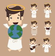 Set of angel characters poses