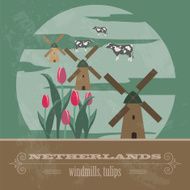 Netherlands landmarks Retro styled image N2