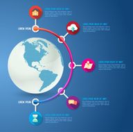 Earth with circle template flat icons long shadows