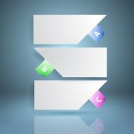 Three white paper notes Infographics template design N3