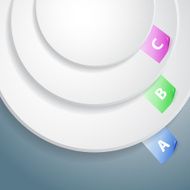 Three white paper round notes Infographics template design N2