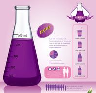 Test-tube with violet liquid infographics - Illustration