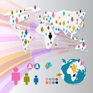 Vector People on Paper World Map