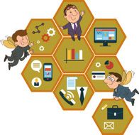 background honeycomb structure with interface icons N2