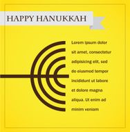 hanukka menorah on yellow happy hanukkah