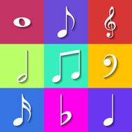 Set of Flat Music Notes Icons Vector