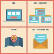 Vector flat process of e-shopping Order and analytics