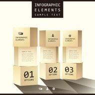 flat style abstract box infographics