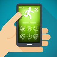 Mobile phone with fitness app in hand N2