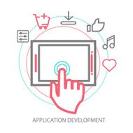 Vector mobile app development concept line illustration N2