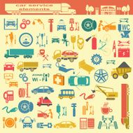 Set of auto repair service elements N16