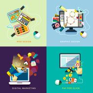 flat web and graphic design marketing pay per click