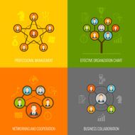 Connected people flat icons set N2