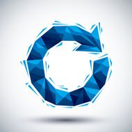 Blue reload geometric icon made in 3d modern style